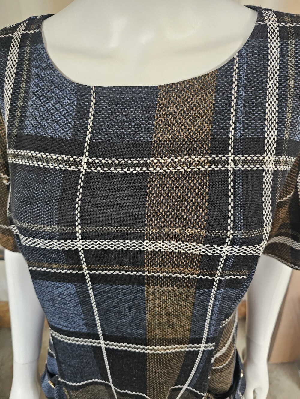 Kate And Lily Short Sleeve Plaid Shift Mini Dress Size 14 - Picture 6 of 10